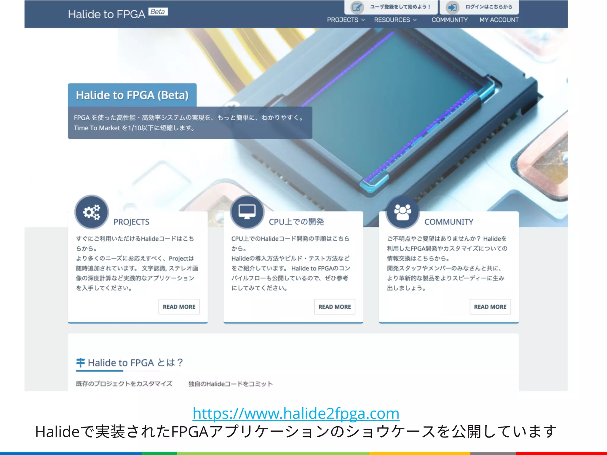 https://www.halide2fpga.com
Halideで実装されたFPGAアプリケーションのショウケースを公開しています
 