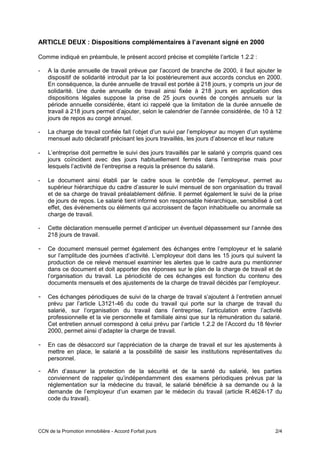 ARTICLE DEUX : Dispositions complémentaires à l’avenant signé en 2000
Comme indiqué en préambule, le présent accord précis...