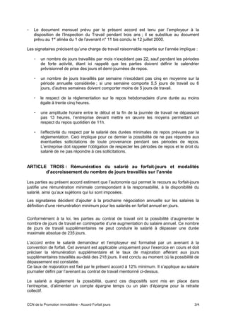 - Le document mensuel prévu par le présent accord est tenu par l’employeur à la
disposition de l’Inspection du Travail pen...