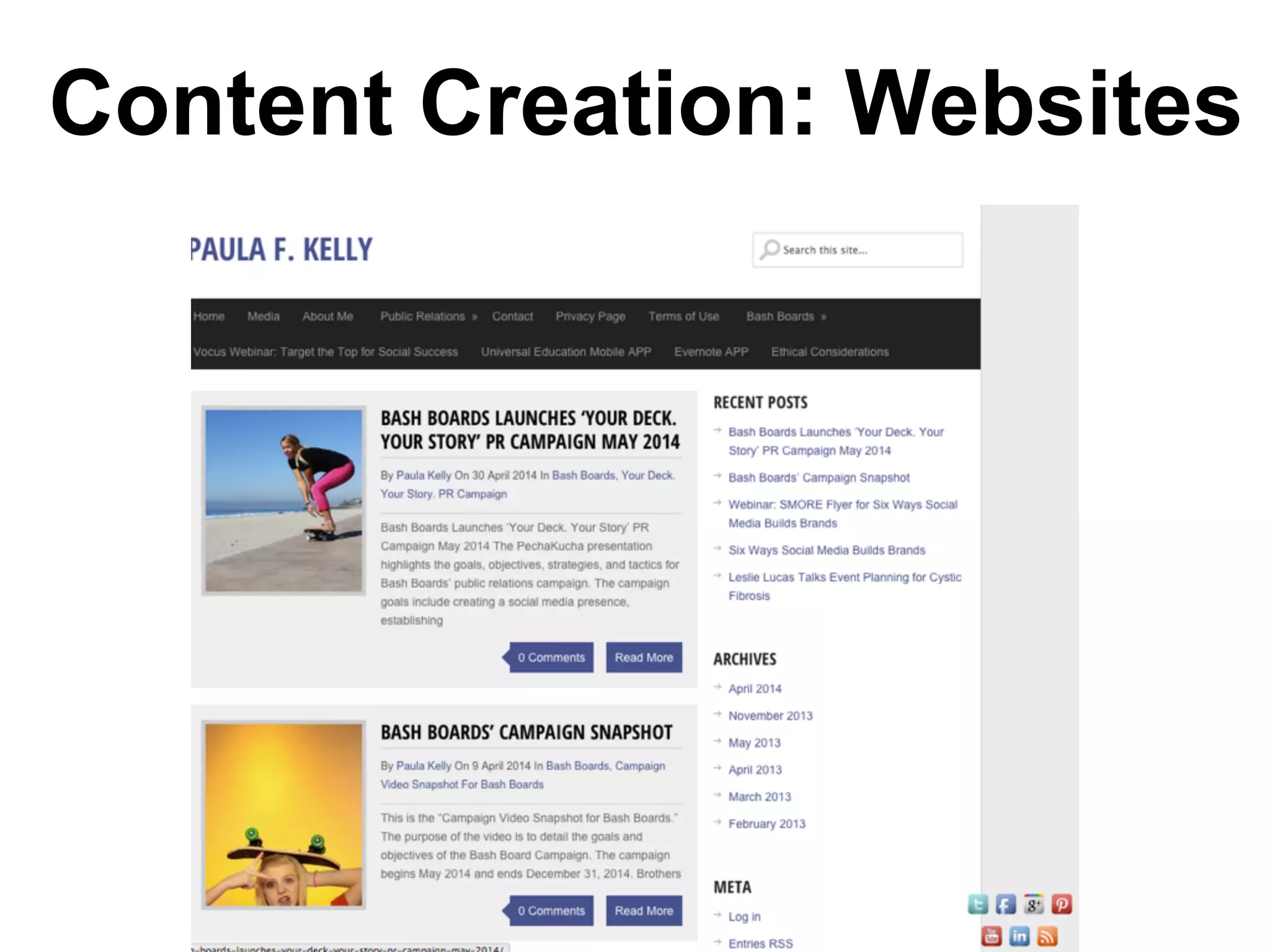 Content Creation: Websites
 
