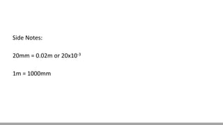Side Notes:
20mm = 0.02m or 20x10-3
1m = 1000mm
 
