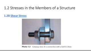1.2 Stresses in the Members of a Structure
1.2B Shear Stress
 