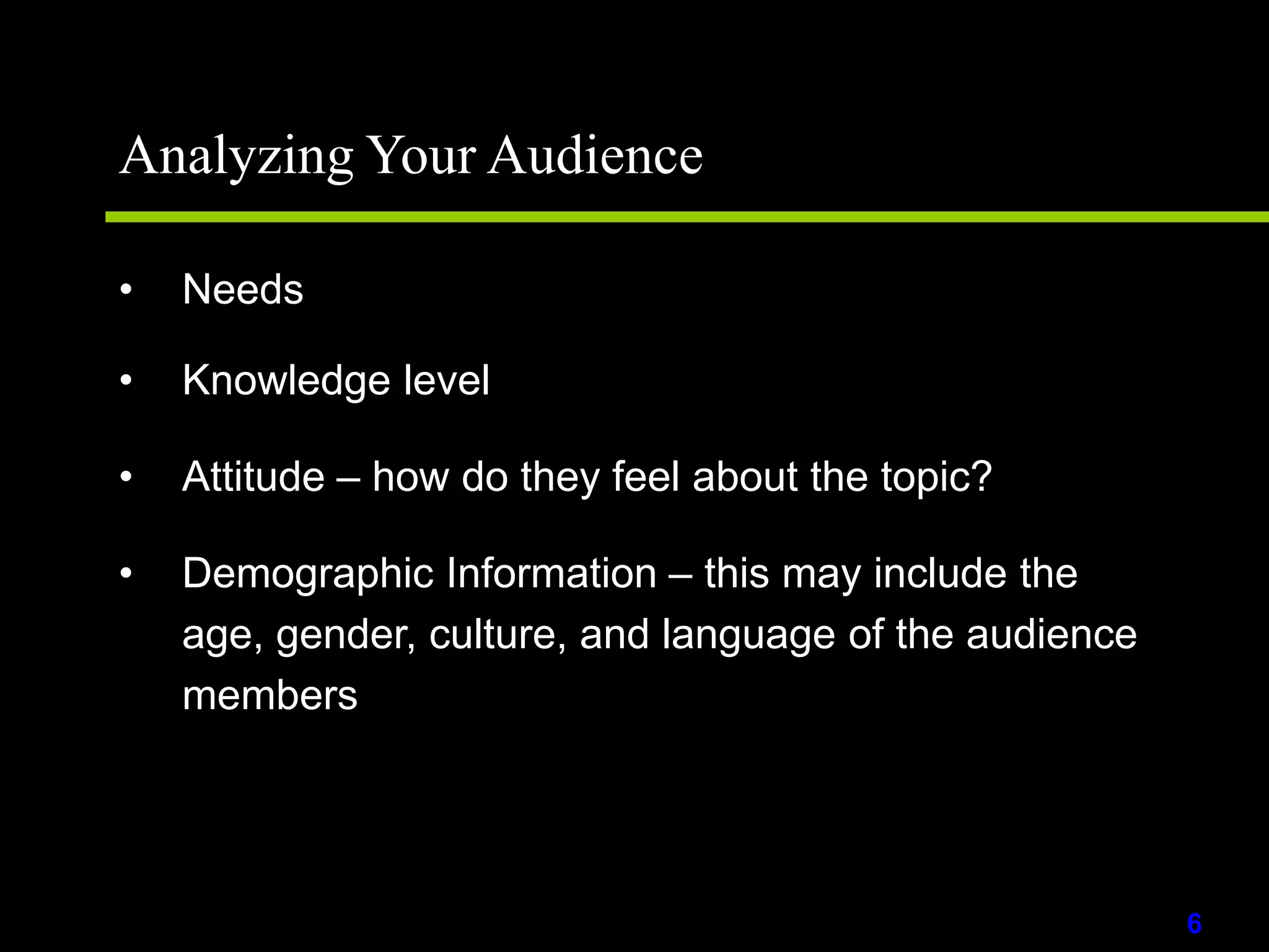 Analyzing Your AudienceNeeds