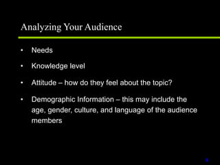 Analyzing Your AudienceNeeds