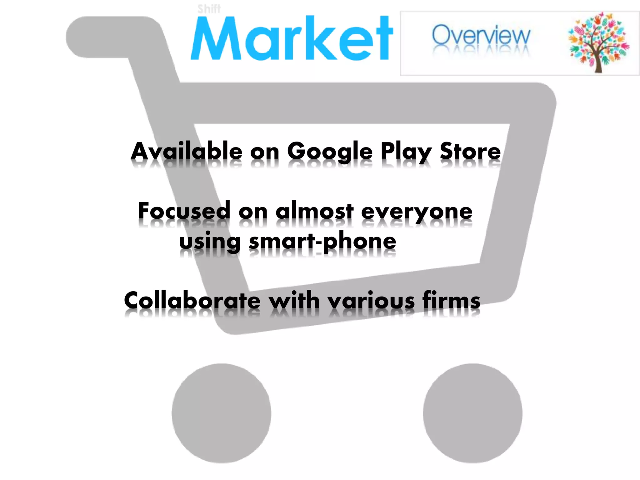 Available on Google Play Store
Focused on almost everyone
using smart-phone
Collaborate with various firms
 