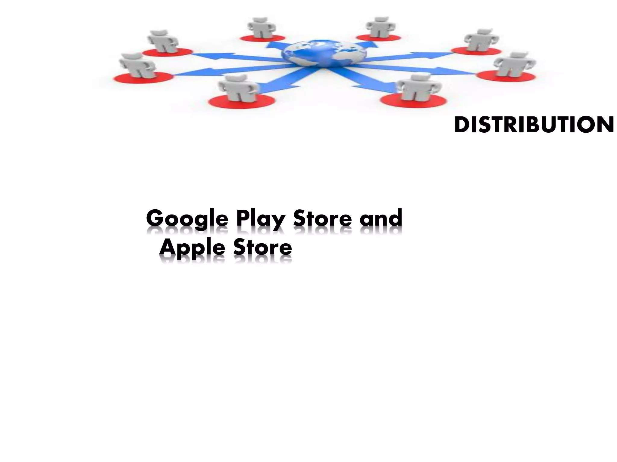 DISTRIBUTION
Google Play Store and
Apple Store
 