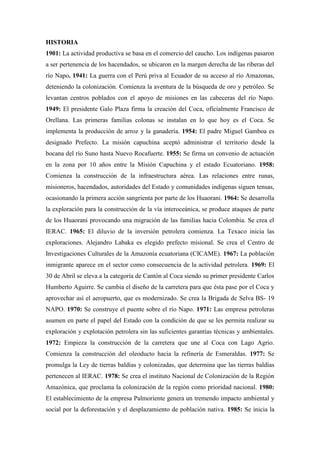 PROVINCIA DE ORELLANA