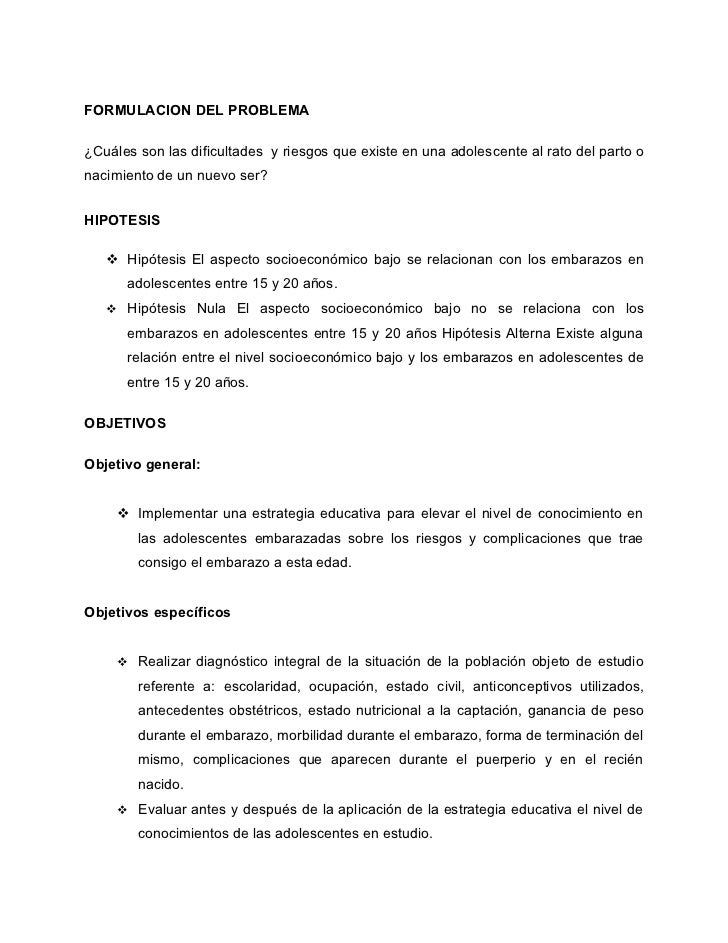 Proyecto Del Embarazo En La Adolecencia