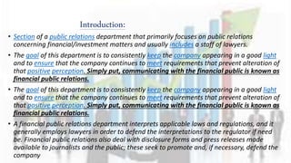 Financial Public Relations,introduction,publics,role of financial PR | PPTX