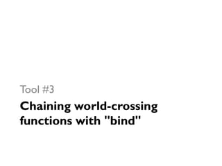 Chaining world-crossing
functions with "bind"
Tool #3
 