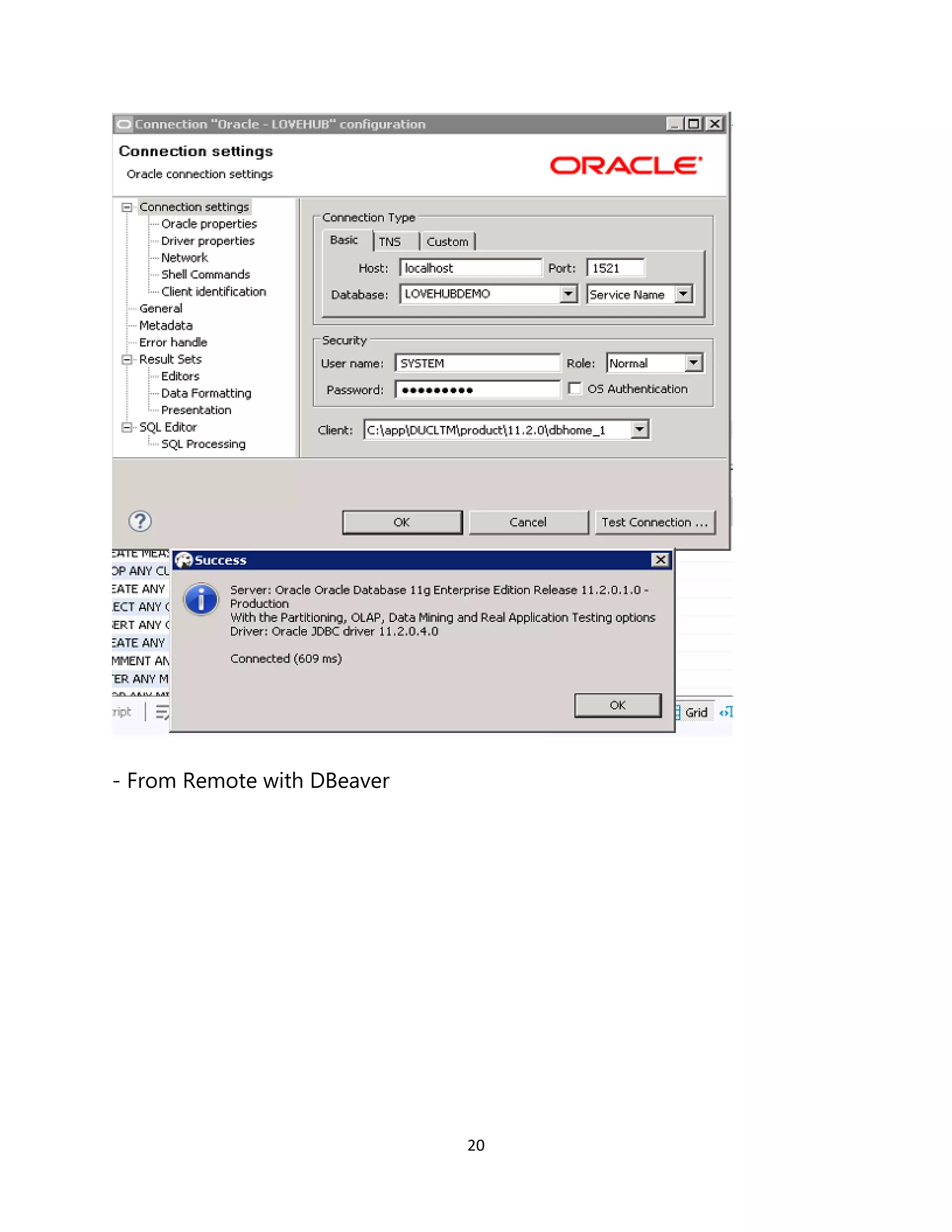 20
- From Remote with DBeaver
 