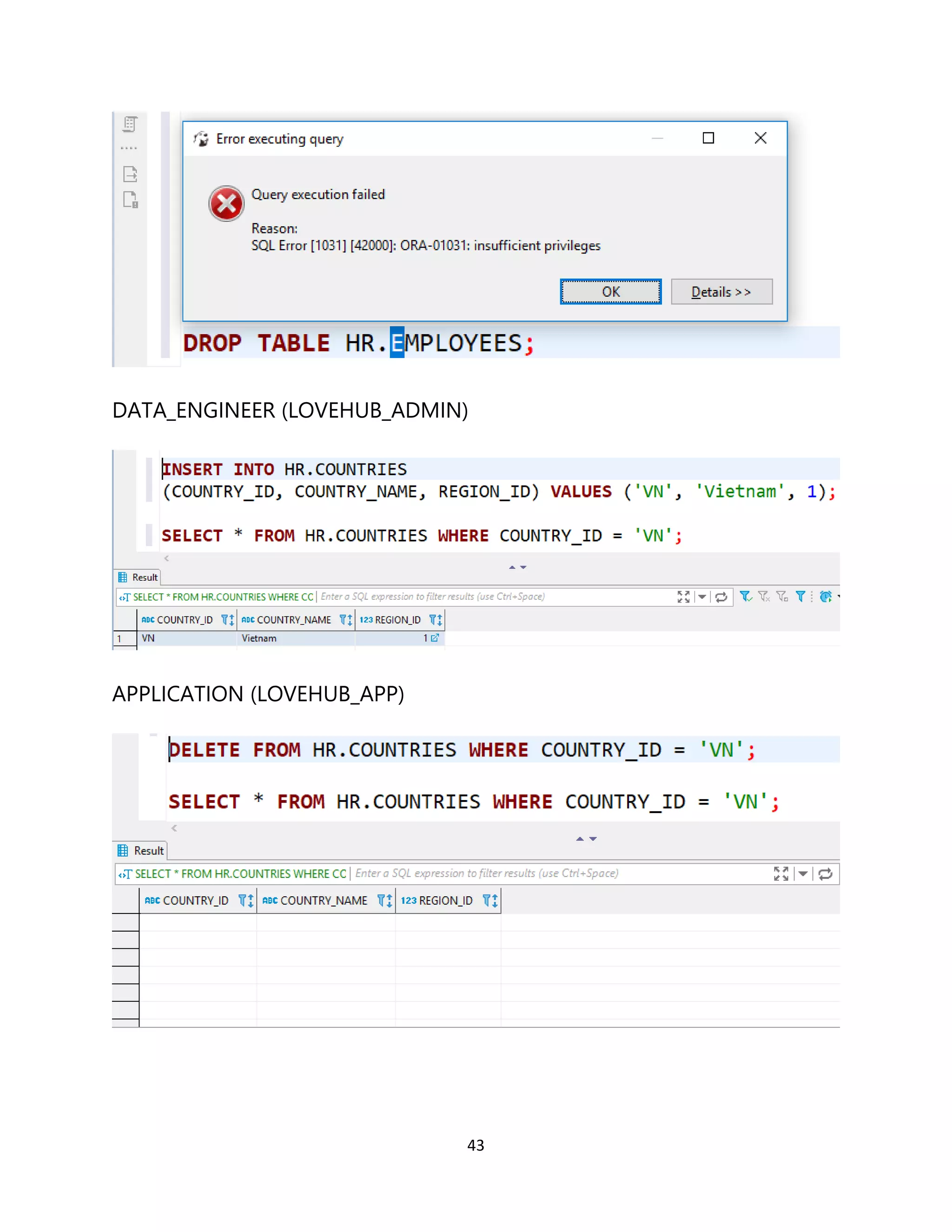 43
DATA_ENGINEER (LOVEHUB_ADMIN)
APPLICATION (LOVEHUB_APP)
 