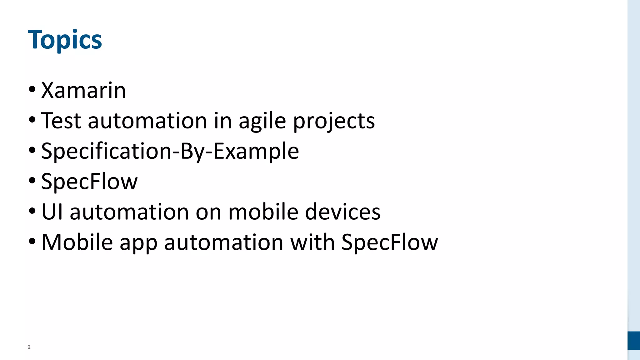 Cross mobile testautomation mit Xamarin & SpecFlow | PPT