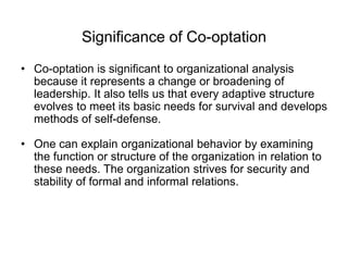 Cooptation Examples Week2 rainey chapter_4 | PPTX