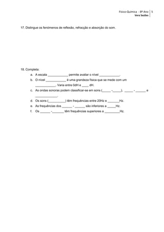 Exercícios de Físico-Química - 8º Ano