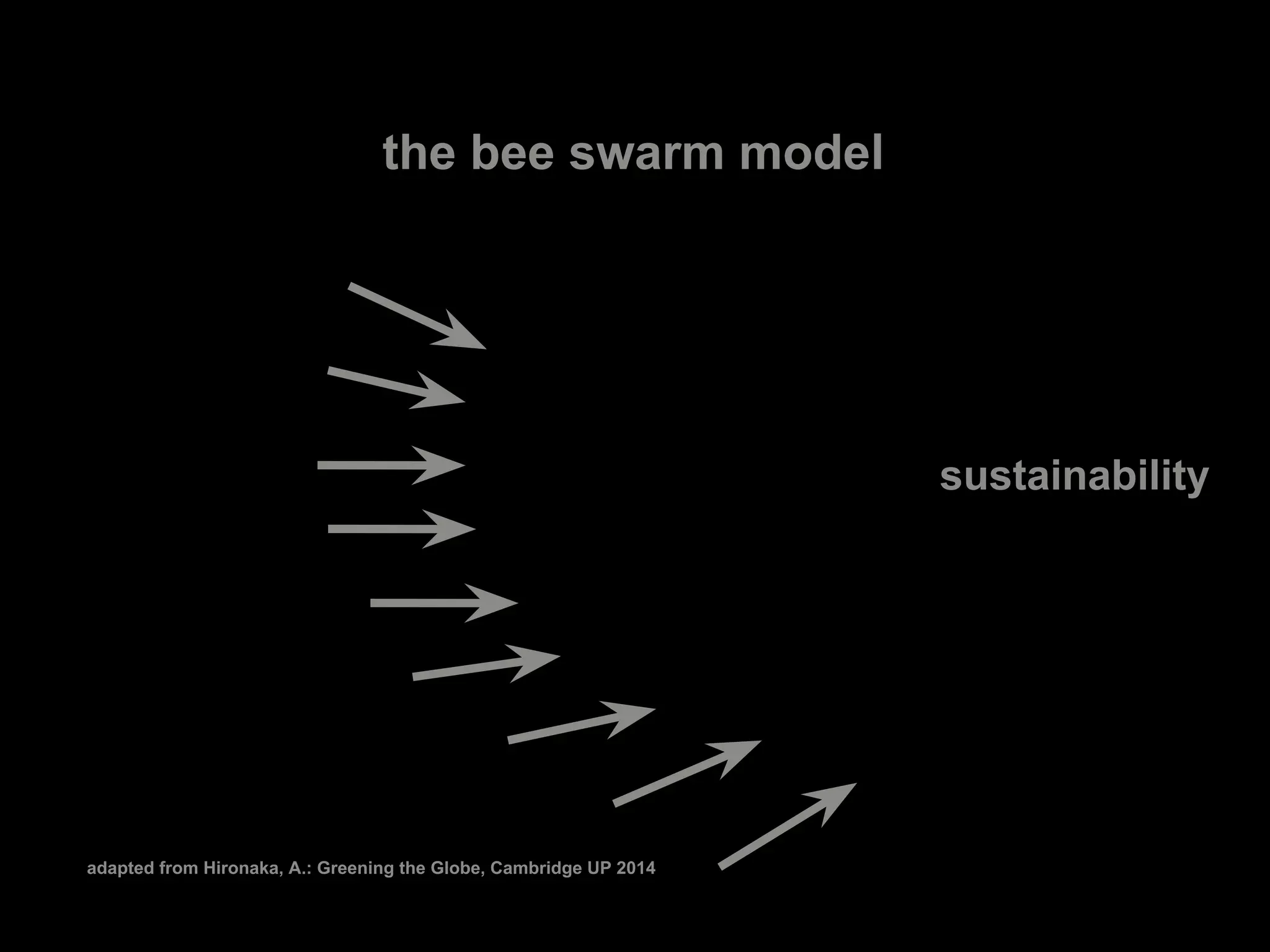 the bee swarm model
sustainability
adapted from Hironaka, A.: Greening the Globe, Cambridge UP 2014
 