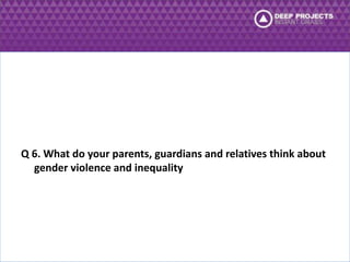 Q 6. What do your parents, guardians and relatives think about 
gender violence and inequality 
 