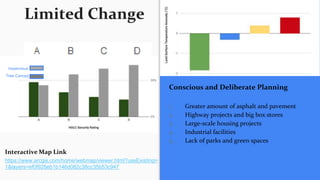 Limited Change
Impervious
Tree Canopy
Conscious and Deliberate Planning
1. Greater amount of asphalt and pavement
2. Highw...