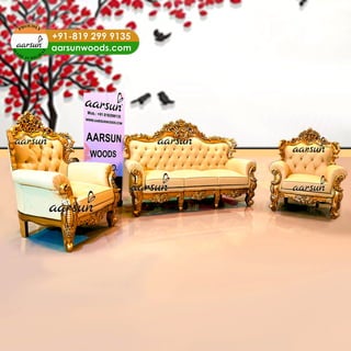 Royal Gold Sofa Set in Teak Wood