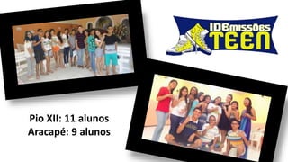 Pio XII: 11 alunos
Aracapé: 9 alunos
 