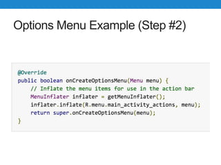 Options Menu Example (Step #2)
 