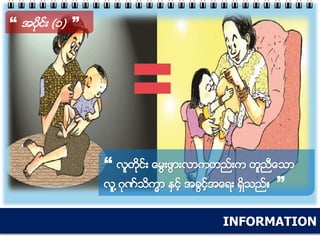 INFORMATION
“ အပိုင္း (၁) ”
“ လူတိုင္း ေမြးဖြားလာကတည္းက တူညီေသာ
လ့ူ ့ဂုဏ္သိကၡာ ႏွင့္ အခြင့္အေရး ရွိသည္။ ”
 