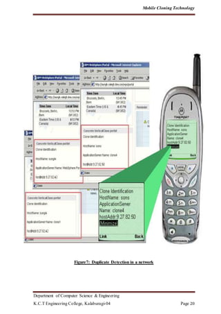 Mobile Cloning Technology
Department of Computer Science & Engineering
K.C.T Engineering College, Kalaburagi-04 Page 20
Figure7: Duplicate Detection in a network
 