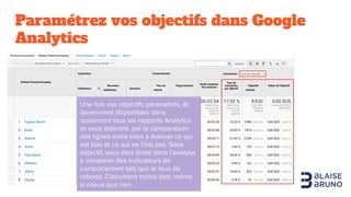 Paramétrez vos objectifs dans Google
Analytics
Une fois vos objectifs paramétrés, ils
deviennent disponibles dans
quasimen...