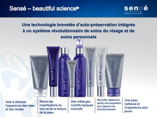 Une technologie brevetée d’auto-préservation intégrée
à un système révolutionnaire de soins du visage et de
soins personnels

Aide à atténuer
l’apparence des rides
et des ridules

Réduit les
imperfections du
teint et de la texture
de la peau

Des mélanges
nutritifs topiques
exclusifs

Revivifie l’épiderme
après une exposition
aux rigueurs de
l’environnement

Une peau
radieuse et
d’apparence plus
jeune

 