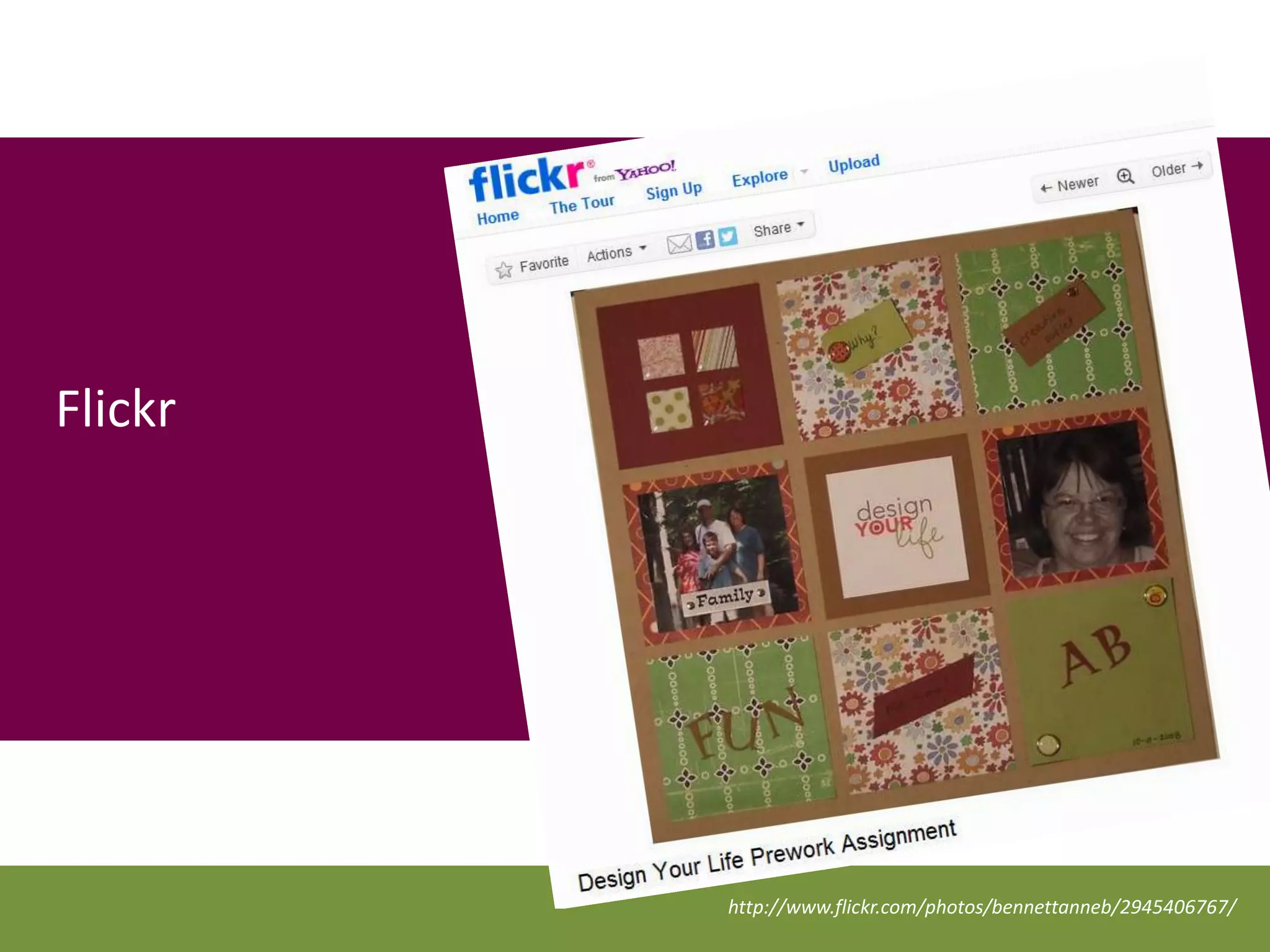 Flickr




         http://www.flickr.com/photos/bennettanneb/2945406767/
 