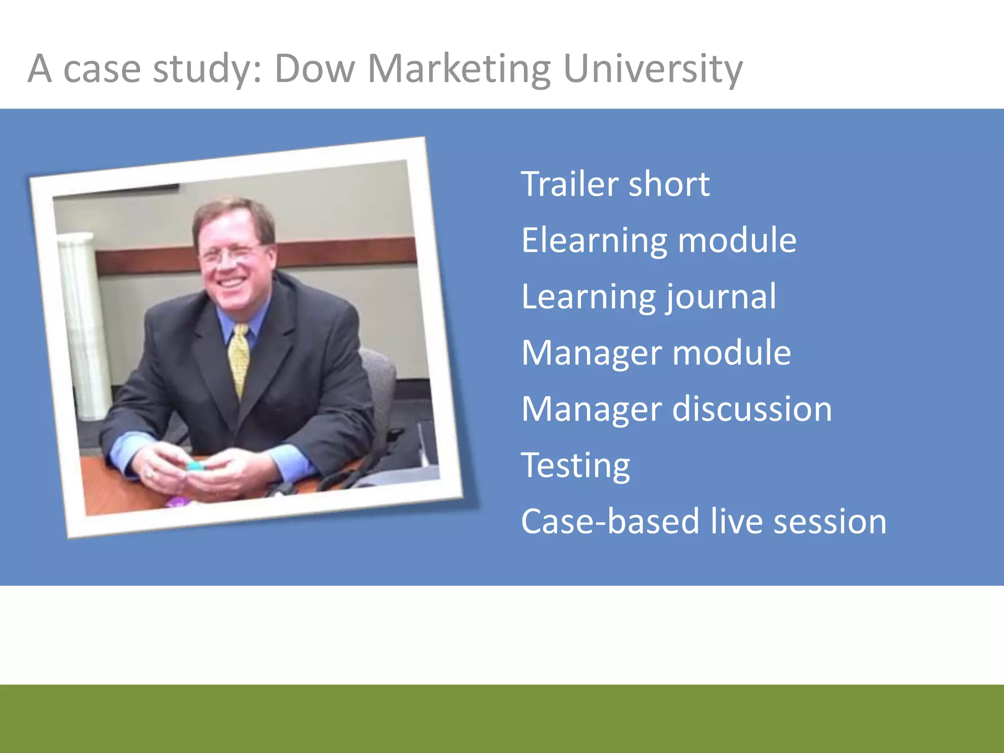 Your mission …




                 … choose an approach
                 that’s appropriate to each
                 learning touchpoint
 