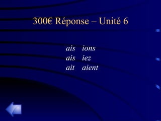 300€ Réponse – Unité 6 ais ions ais iez ait aient 