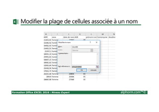 Formation Office EXCEL 2016 : Niveau Expert alphorm.com™©
Modifier la plage de cellules associée à un nom
 