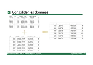 Formation Office EXCEL 2016 : Niveau Expert alphorm.com™©
Consolider les données
 