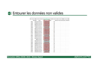 Formation Office EXCEL 2016 : Niveau Expert alphorm.com™©
Entourer les données non valides
 
