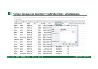 Formation Office EXCEL 2016 : Niveau Expert alphorm.com™©
Nommer des plages de données avec la fonctionnalité « Définir un nom »
 
