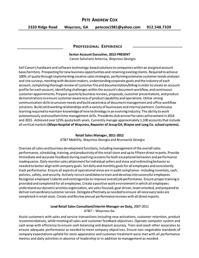 Pete Cox 39 s Updated Resume June - Pete Cox S Updated Resume June 2016 1 638 