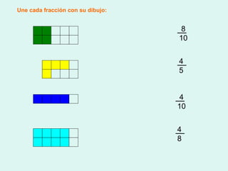 Une cada fracción con su dibujo: 8 10 4 5 4 10 4 8 