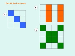 Escribir las fracciones: A C B 