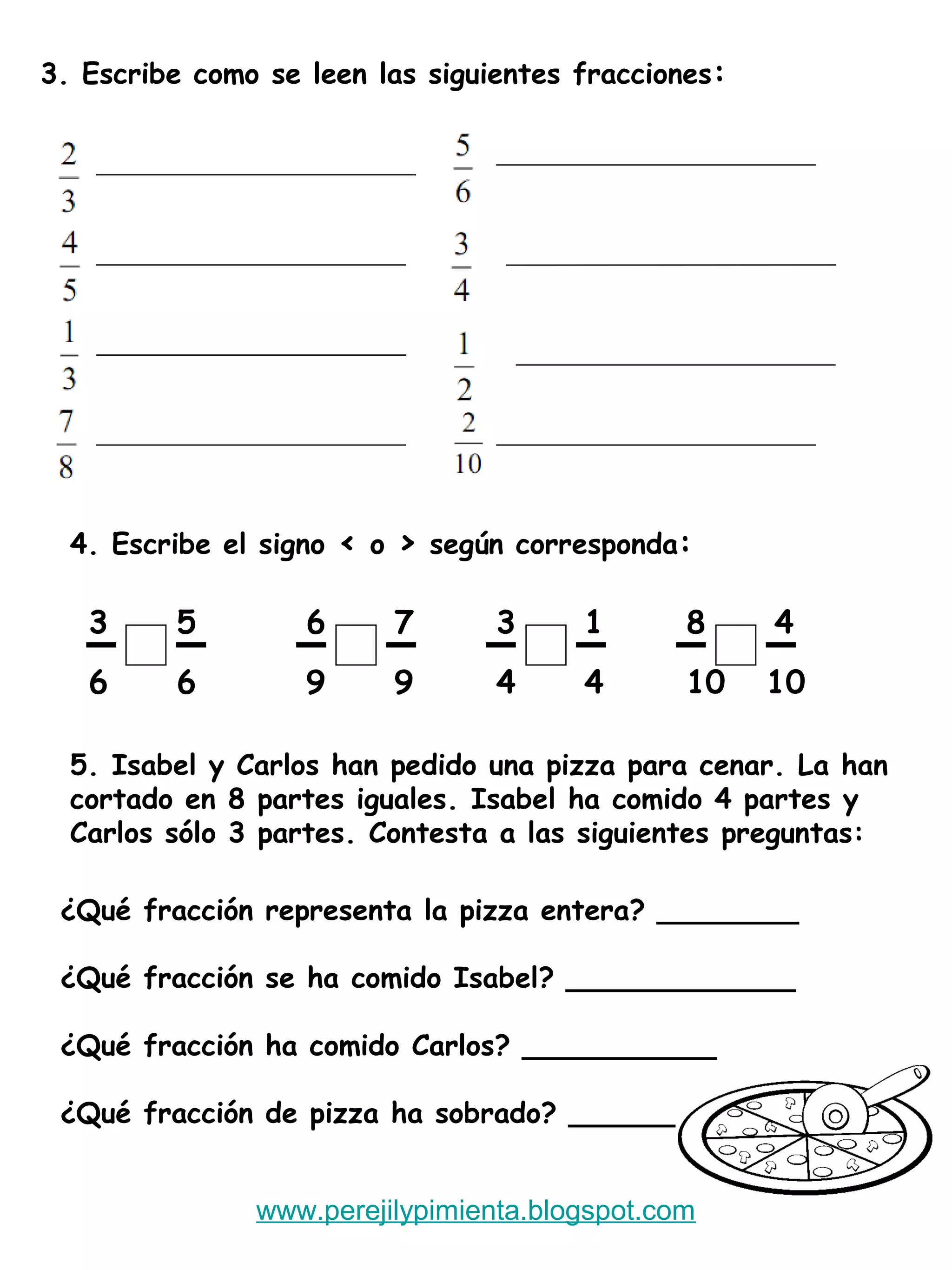 problemas de fracciones 4 primaria