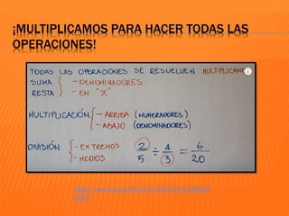 ¡MULTIPLICAMOS PARA HACER TODAS LAS
OPERACIONES!
https://www.youtube.com/watch?v=LgMptyz
udXU
 