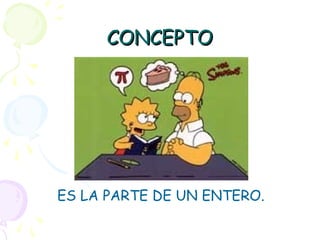 CONCEPTOCONCEPTO
ES LA PARTE DE UN ENTERO.
 