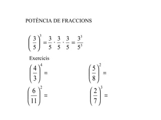 POTÈNCIA DE FRACCIONS Exercicis 