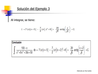 Elaborado por Elsa Guédez
Solución del Ejemplo 3
Al integrar, se tiene:
 