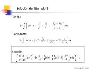 Elaborado por Elsa Guédez
Solución del Ejemplo 1
Por lo tanto:
De allí:
 
