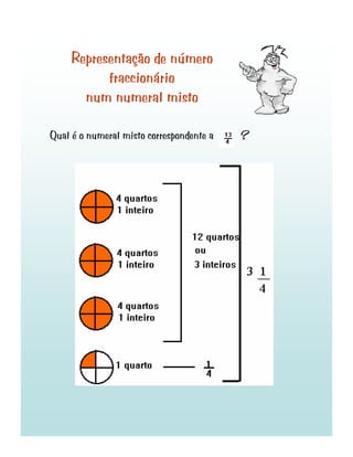 Representação de número
fraccionário
num numeral misto
Qual é o numeral misto correspondente a

?

 