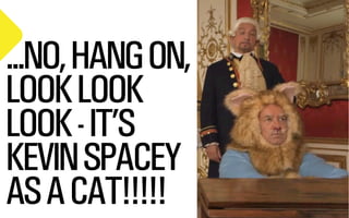 ...NO, HANG ON,
LOOK LOOK
LOOK - IT’S
KEVIN SPACEY
AS A CAT!!!!!

@WILLSH
SMITHERY.CO

 