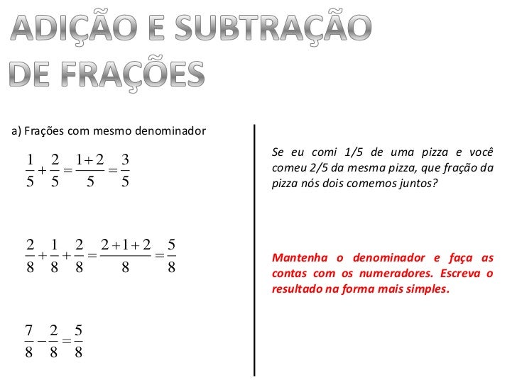 Adição De Frações Com Mesmo Denominador