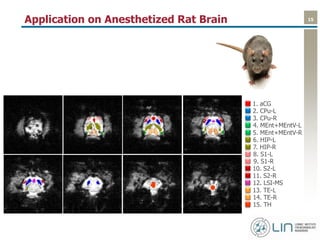 15Application on Anesthetized Rat Brain
1. aCG
2. CPu-L
3. CPu-R
4. MEnt+MEntV-L
5. MEnt+MEntV-R
6. HIP-L
7. HIP-R
8. S1-L
9. S1-R
10. S2-L
11. S2-R
12. LSI-MS
13. TE-L
14. TE-R
15. TH
 