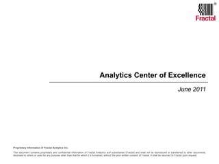 Analytics Center of Excellence June 2011 